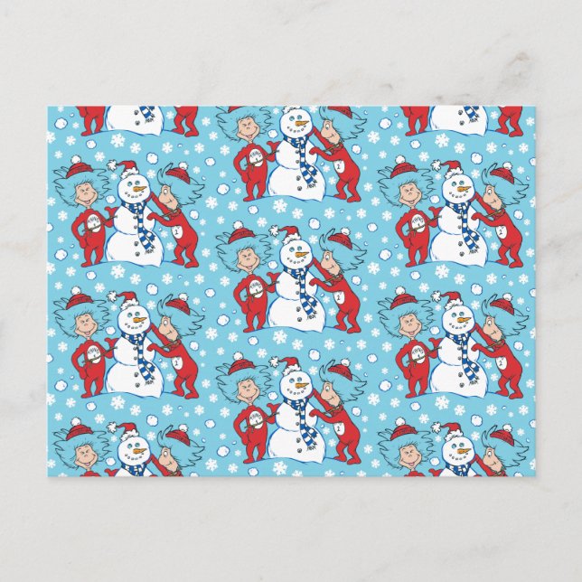 Thing One Thing Two Snowman Pattern Postcard (Front)