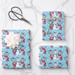 Thing One Thing Two Snowman Pattern Wrapping Paper Sheet
