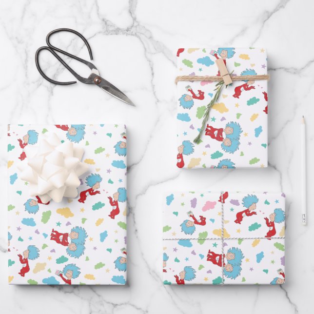 Thing One Thing Two Sweet Things Pattern Wrapping Paper Sheet (Front)