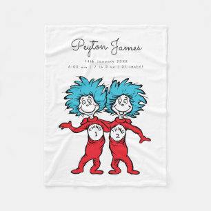 Thing One Thing Two Twins Baby Birth Stats Fleece Blanket