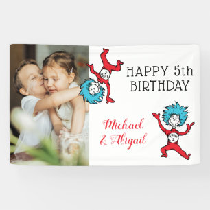 Thing One Thing Two Twins Birthday Add Your Photo Banner