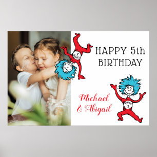 Thing One Thing Two Twins Birthday Add Your Photo Poster