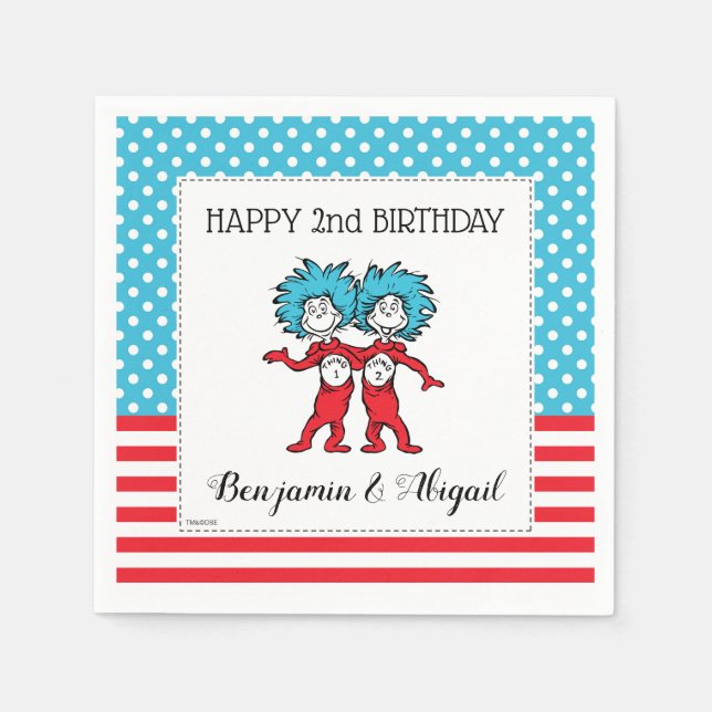 Thing One Thing Two | Twins Birthday Napkin (Front)