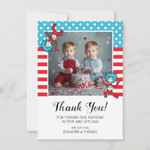 Thing One Thing Two   Twins Birthday Thank You Card