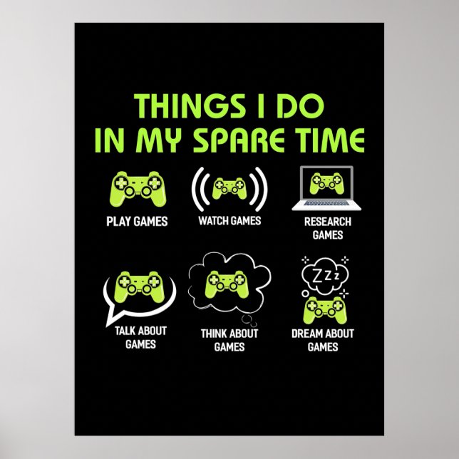 Things Gamer Do In Spare Time Poster (Front)