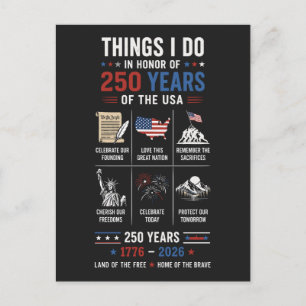 Things I Do 250 Years USA 1776 2026 Postcard