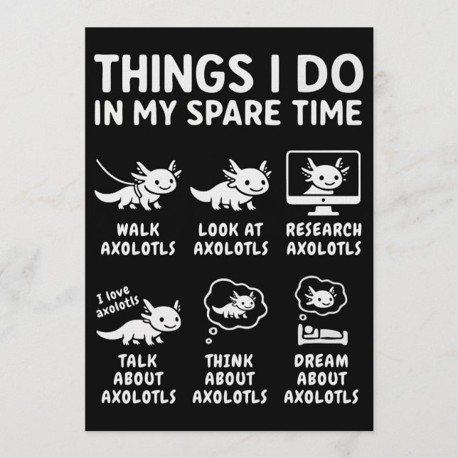 Things I Do In My Spare Time Axolotl Hobby Invitation (Front)