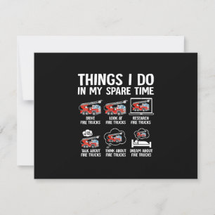 Things I Do In My Spare Time Fire Trucks Firefight RSVP Card