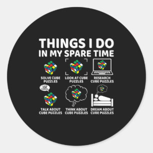 Things I Do In My Spare Time Funny Cube Puzzle Spe Classic Round Sticker