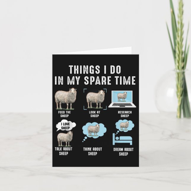 Things I Do In My Spare Time Sheeps Funny Sheep  Card (Front)