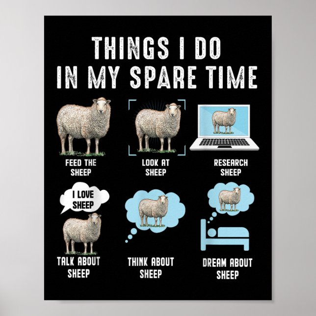 Things I Do In My Spare Time Sheeps Funny Sheep  Poster (Front)