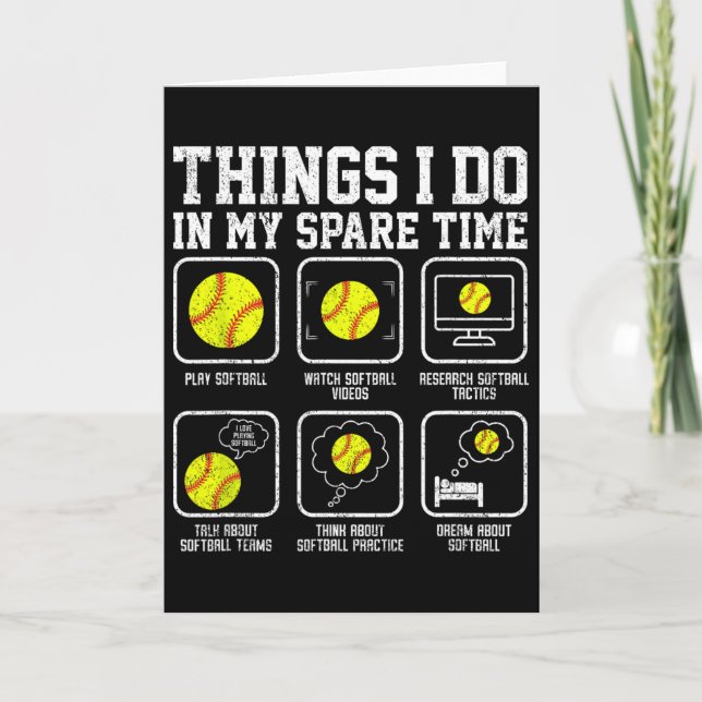 Things I Do In My Spare Time Softll Fun  Card (Front)