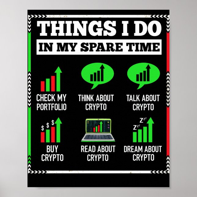 Things I Do In My Spare Time Trading Crypto Invest Poster (Front)