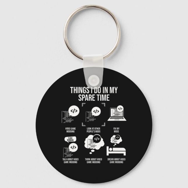 Things I Do In My Spare Time Video Game Gaming App Key Ring (Front)