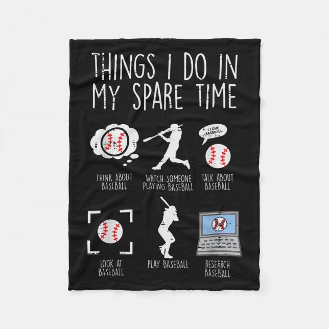 Things I Do Spare Time Baseball Funny Player Men W Fleece Blanket (Front)