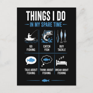 Things I Do Spare Time Talk Think Fishing Postcard