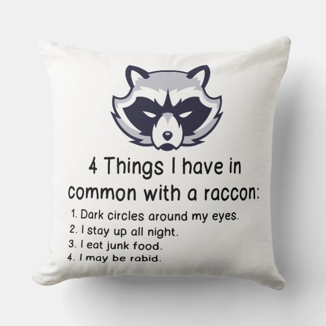 THINGS I HAVE IN COMMON WITH A RACCOON CUSHION (Front)