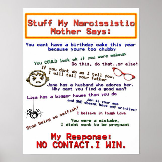 Things My Narcissistic Mum Says Poster (Front)