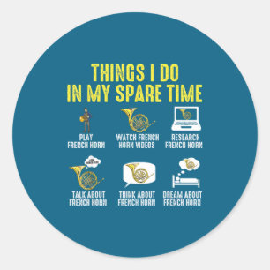 Things Spare Time Musician French Classic Round Sticker