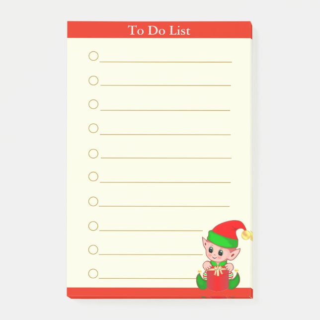 Things To Do & Cute Baby Elf Post-it Notes (Front)