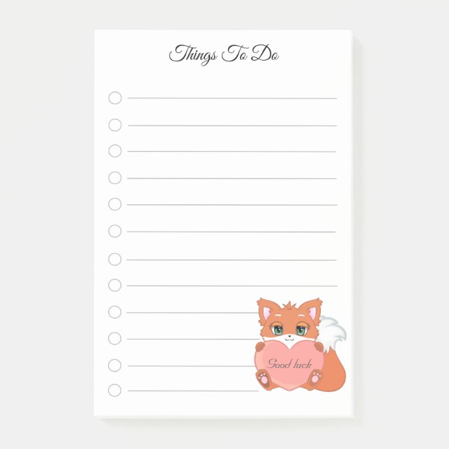 Things To Do & Cute Little Fox Post-it Notes (Front)