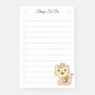 Things To Do & Cute Musical Cat  Post-it Notes