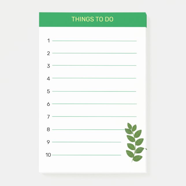 Things To Do & Green Leaves Post-it Notes (Front)
