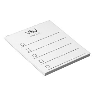 Things To Do Simple Black White Monogram Checklist Notepad