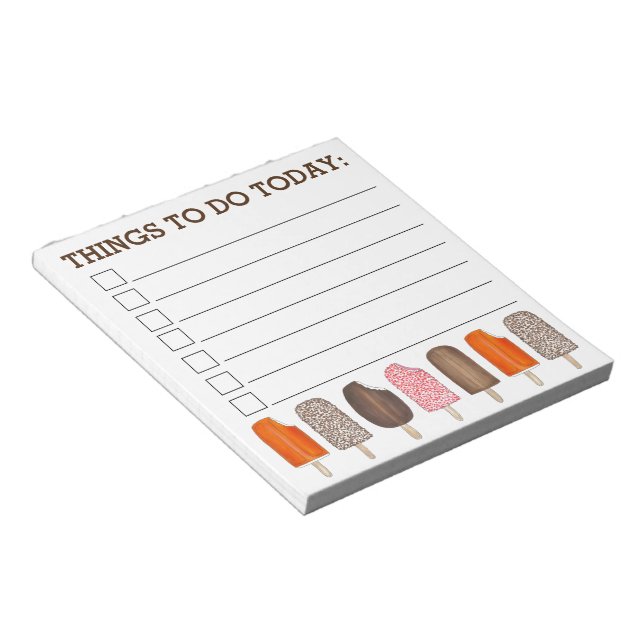 Things To Do Today Ice Cream Popsicle Pops Notepad (Angled)