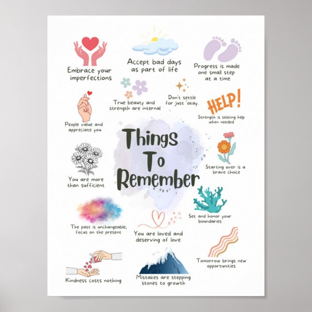 Things To Remember Affirmation poster (Front)