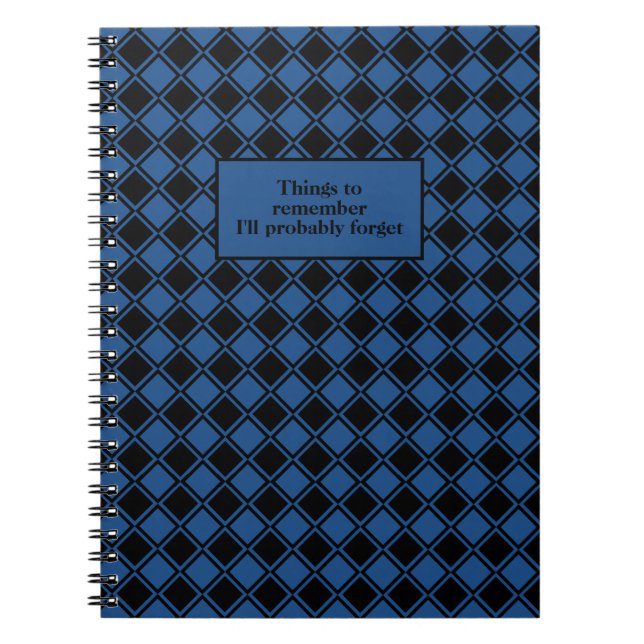 Things to remember blue black diamond pattern note notebook (Front)