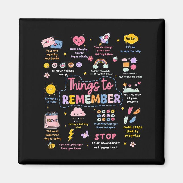 Things To Remember Mental Health Awareness Brain Magnet (Front)