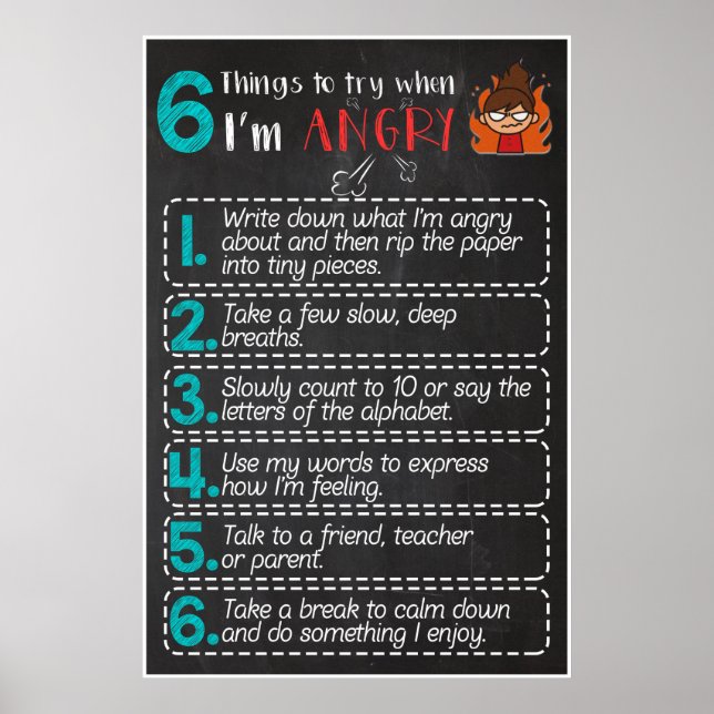 Things to Try when I'm ANGRY Poster Decoration (Front)