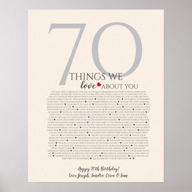  things we love about you 70, 60, 50, poster (Front)