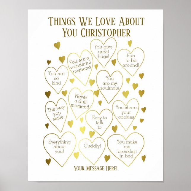 Things We Love About You Birthday Poster (Front)