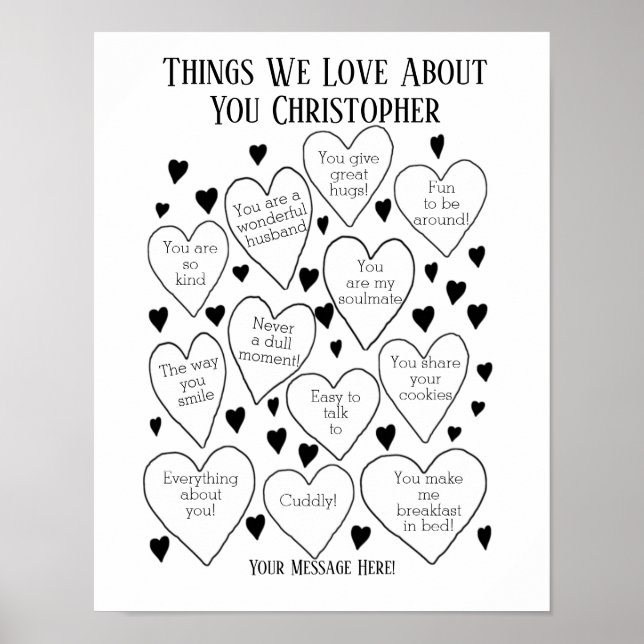 Things We Love About You Birthday Poster (Front)