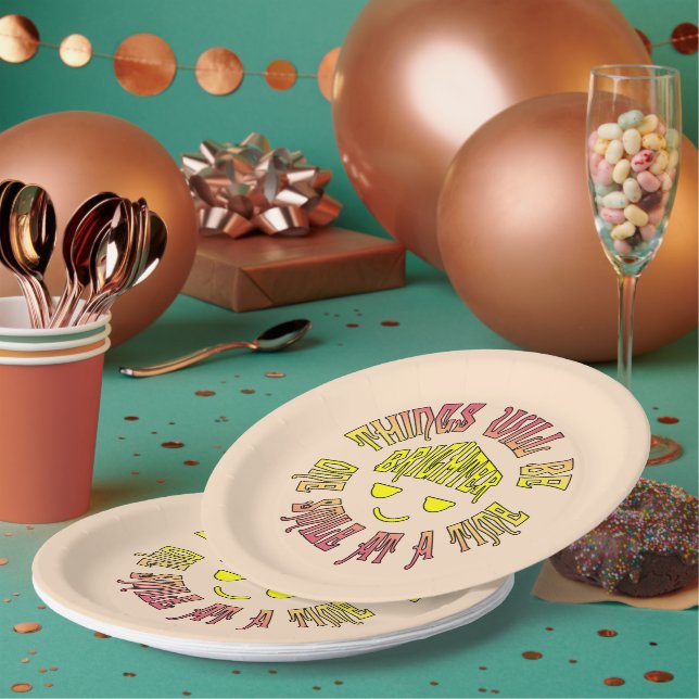 Things Will Be Brighter One Smile at a Time Paper Plate (Multi)