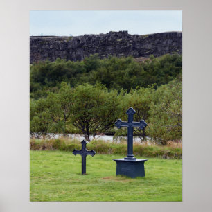Thingvellir Church Cemetery, Iceland Poster