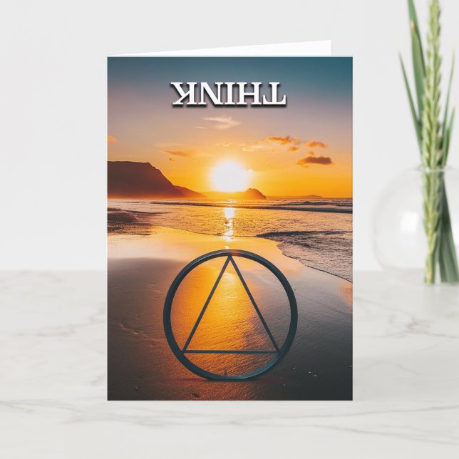 THINK AA Slogan Beach at Sunrise Card (Front)