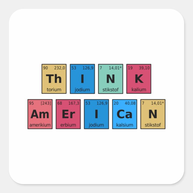 Think American Periodic Table Square Sticker (Front)