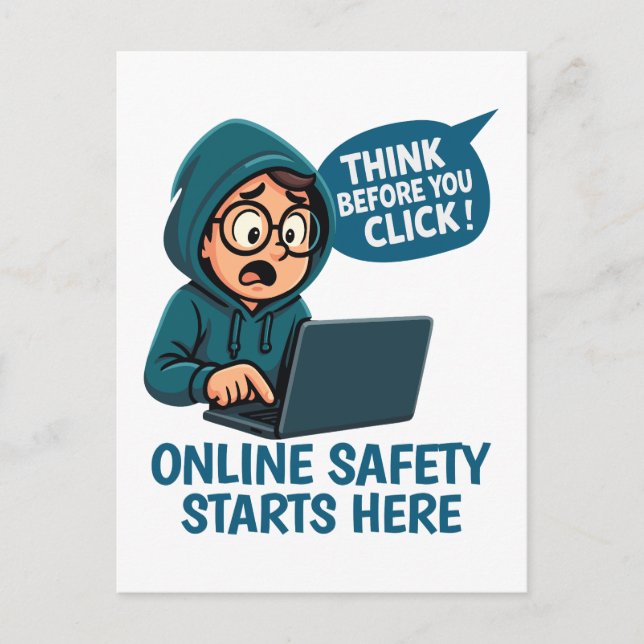 Think Before You Click - Online Safety Awareness Postcard (Front)