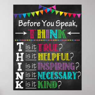 Think Before You Speak Classroom Poster