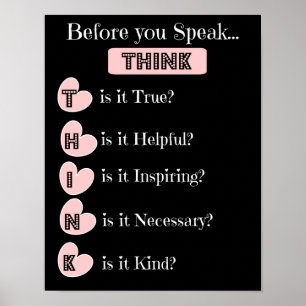 THINK before you speak, Family Poster (pink black)
