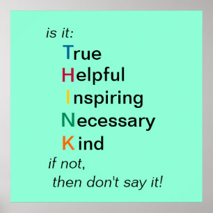 THINK - before you speak - poster