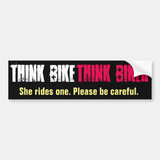 Think Bike She Rides Bumper Sticker