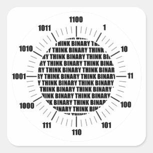 Think Binary Clock (Geek Humour) Square Sticker