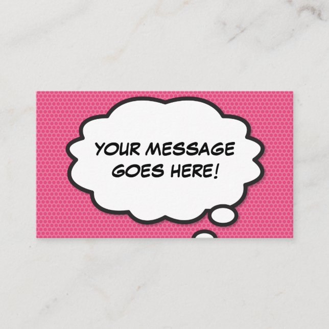 Think Bubble Fun Retro Comic Book Pink Business Card (Front)