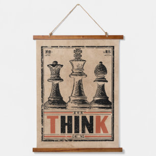Think Chess Vintage Art Wabi Sabi Strategy Hanging Tapestry