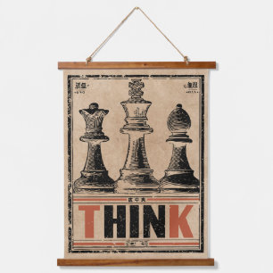 Think Chess Vintage Art   Wabi Sabi Strategy Hanging Tapestry