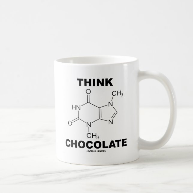 Think Chocolate (Theobromine Molecule Chemistry) Coffee Mug (Right)